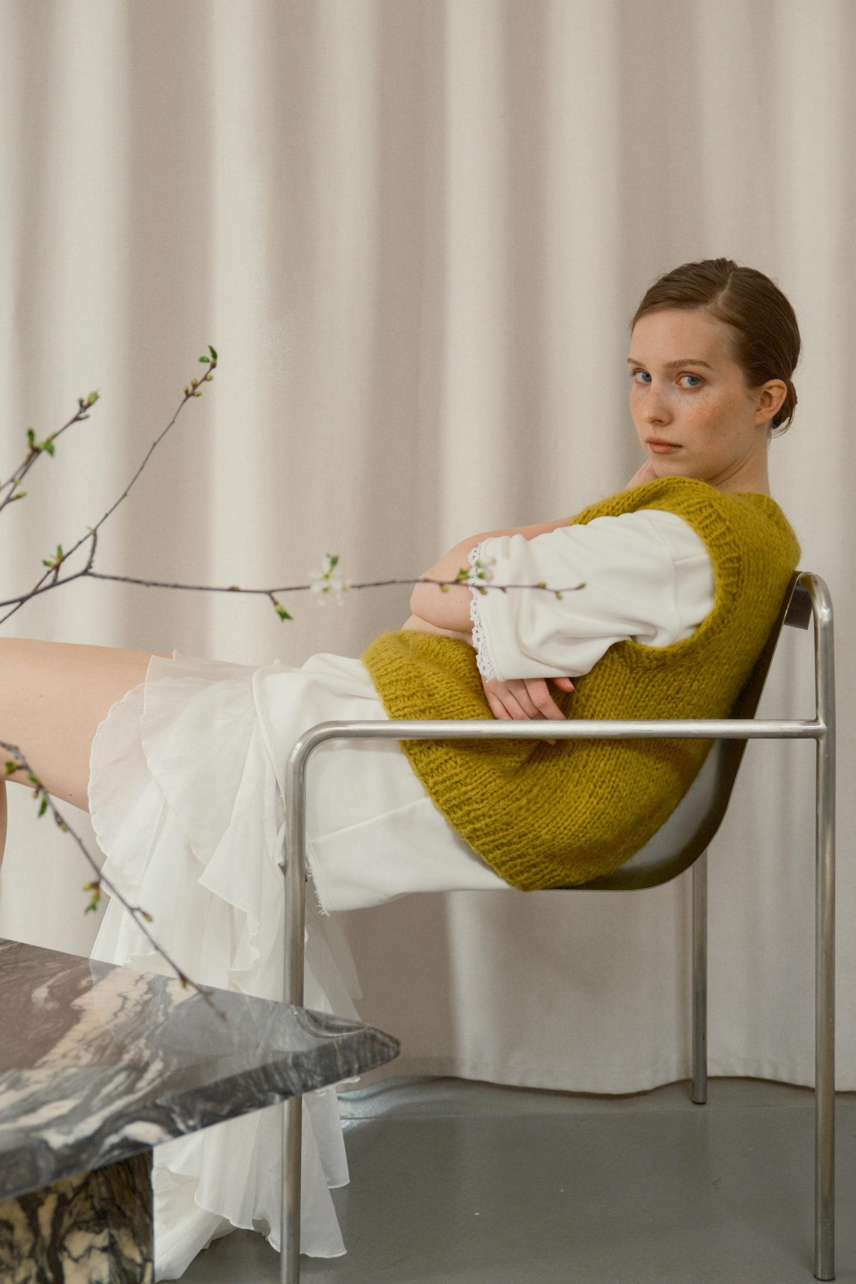 Hand-knitted Green Mohair Vest: Women's Cozy Knitwear