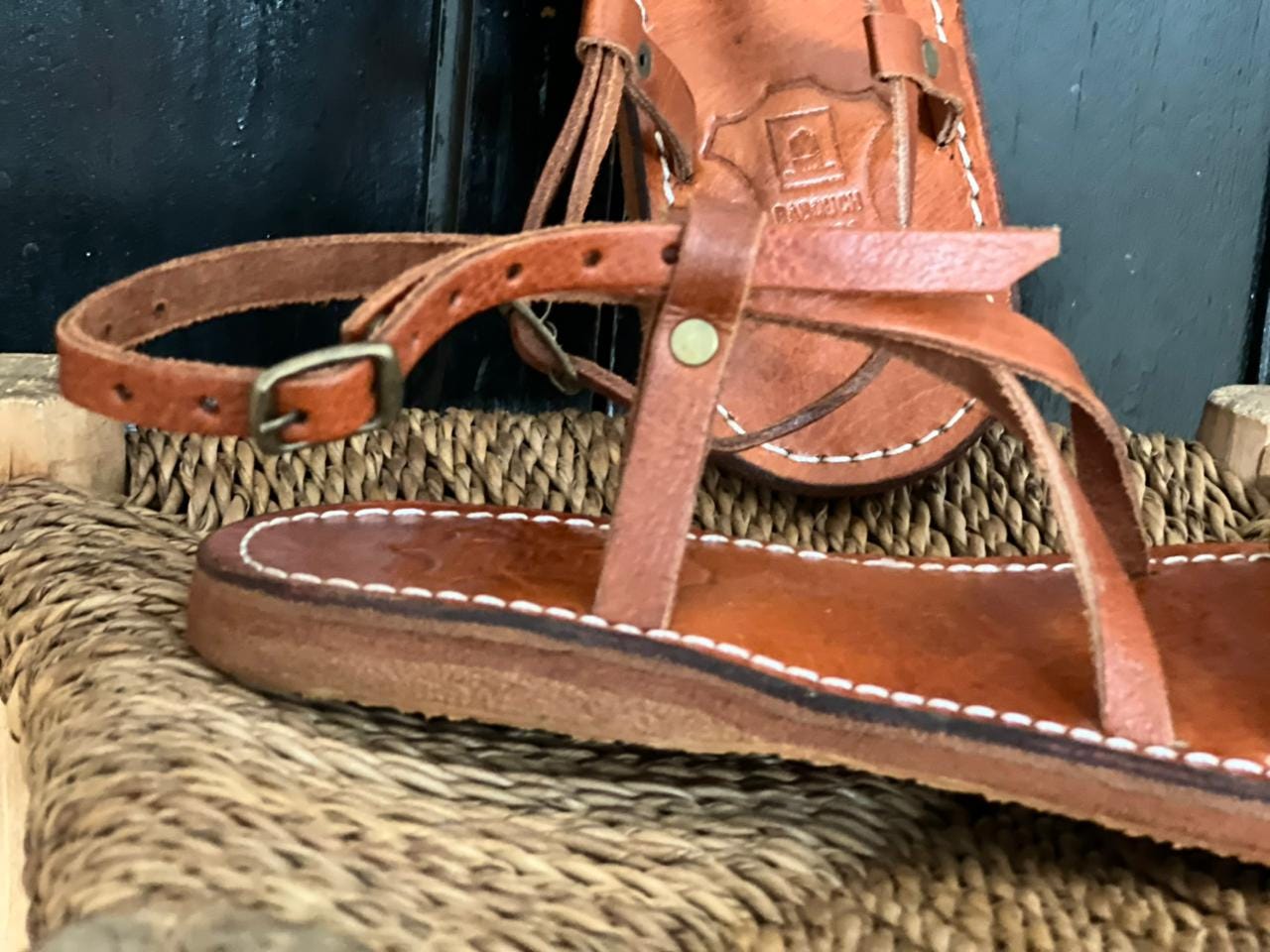 Handmade Moroccan Leather Sandals Women – Brown Flat Strappy Toe Loop Shoes