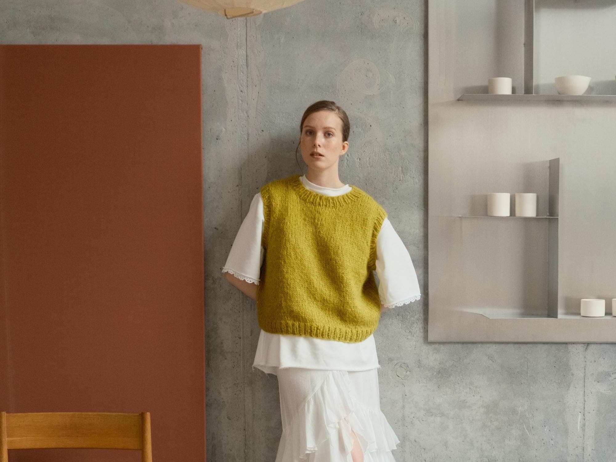 Hand-knitted Green Mohair Vest: Women's Cozy Knitwear